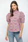 Abstract Pink Button Down Top