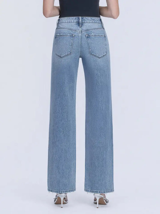 Aileeah Mid Rise Slim Wide Leg Jean