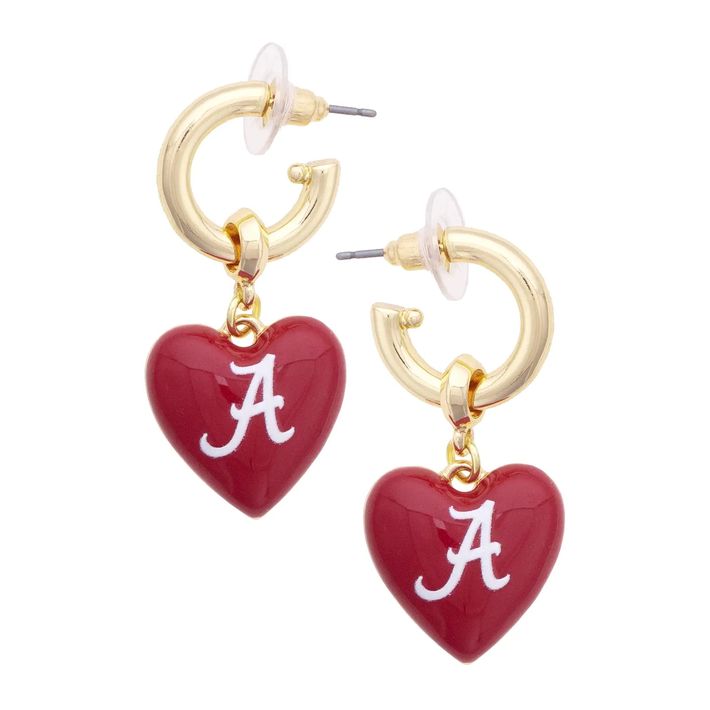 Alabama Crimson Tide Heart Drop Earrings
