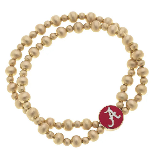 Alabama Crimson Tide Stretch Bracelets Set in Satin Gold