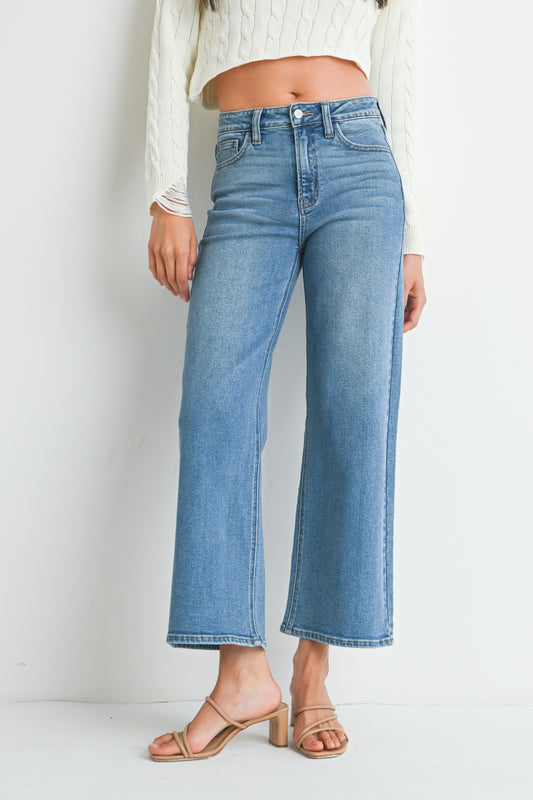 Allie Slim Wide Leg Demin in Medium