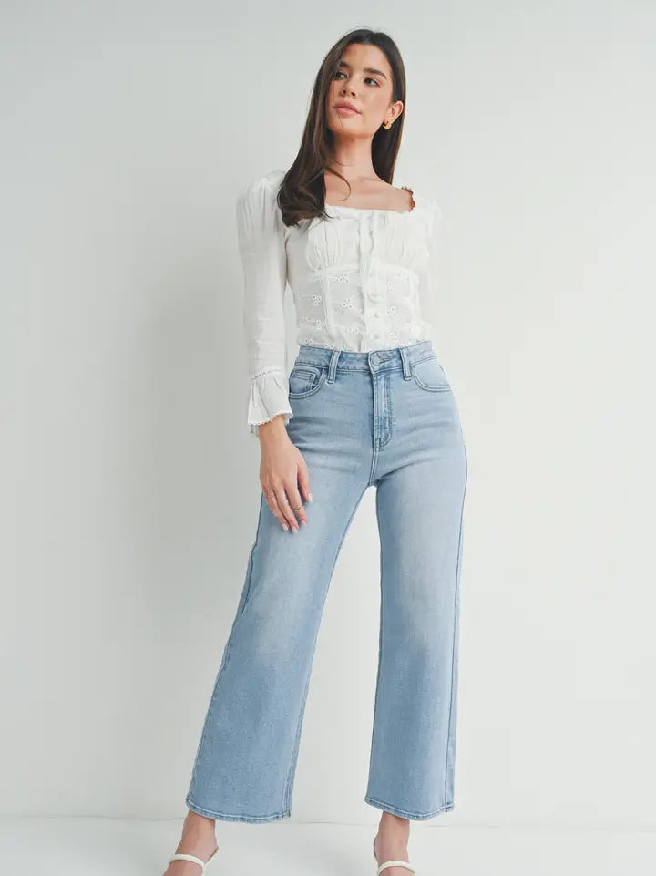 Allie Slim Wide Leg Demin in Light