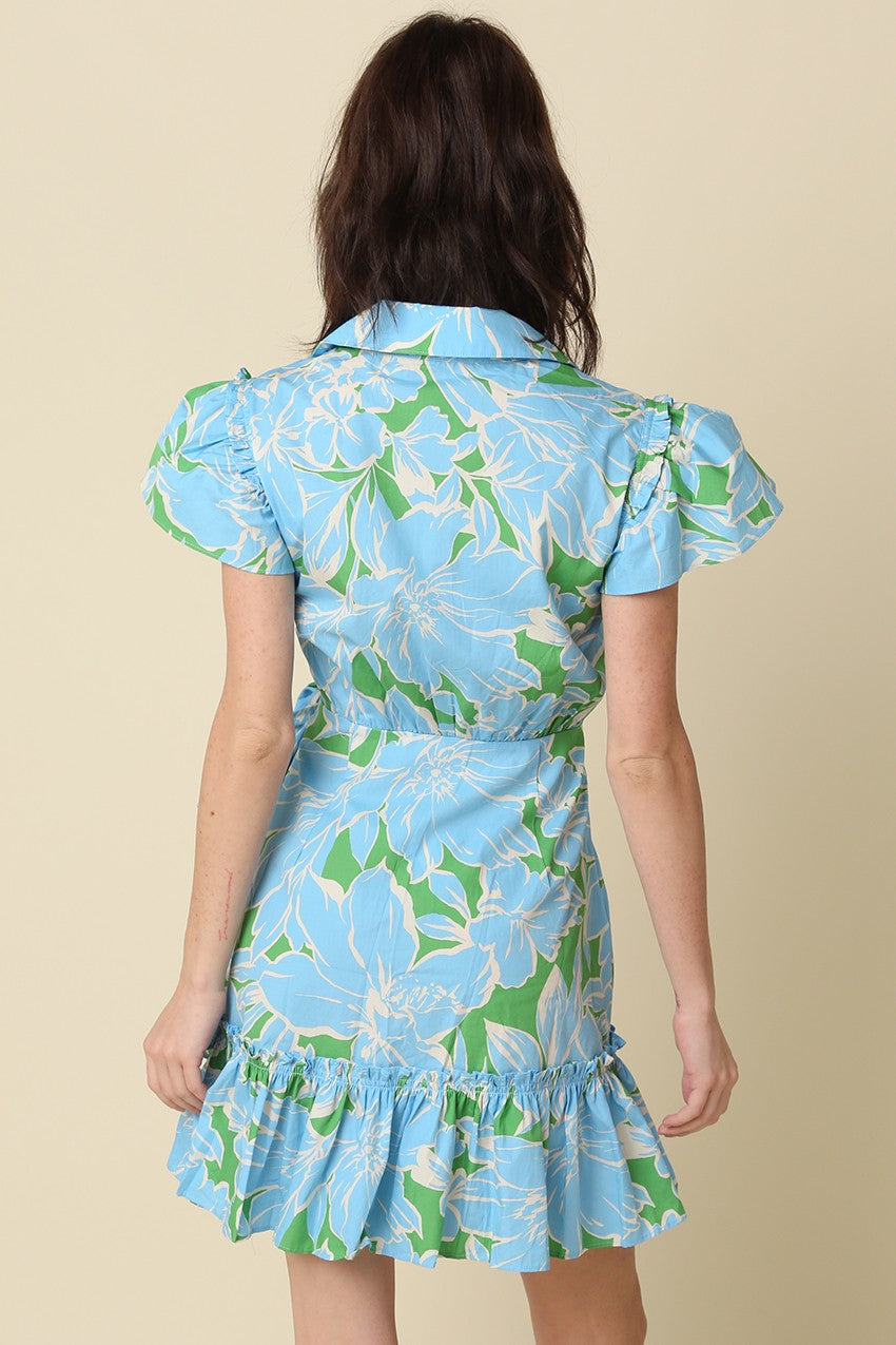 Andros Floral Ruffle Wrap Mini Dress
