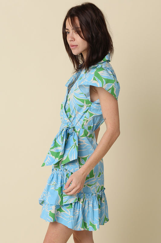 Andros Floral Ruffle Wrap Mini Dress