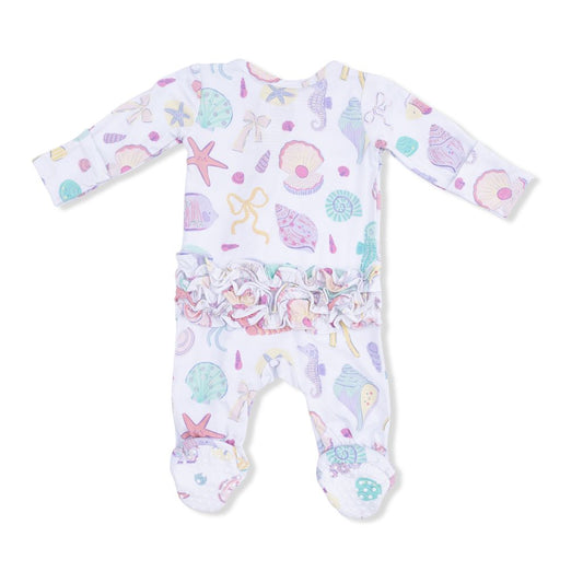 Angel Dear Beach Days Ruffle Back Zipper Footie
