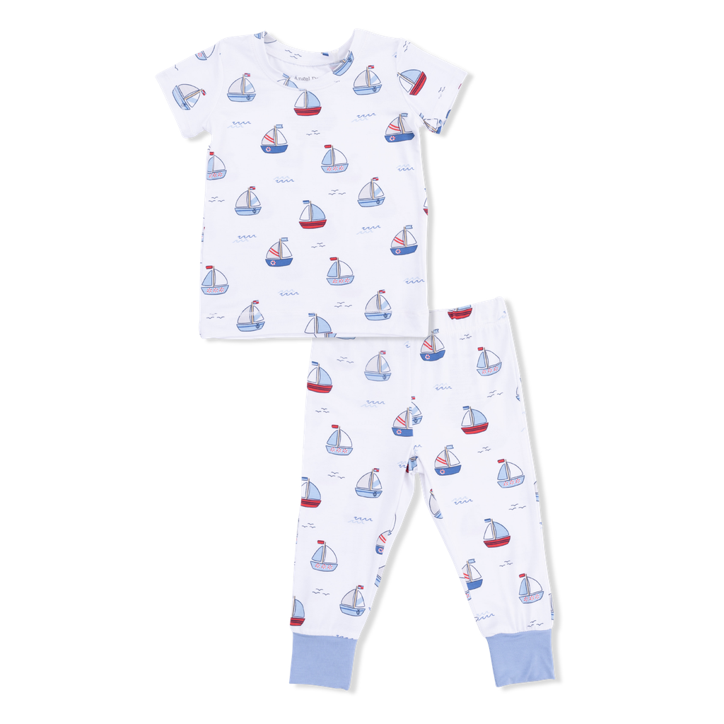 Angel Dear Bubbly Sailboats Blue Loungewear Set