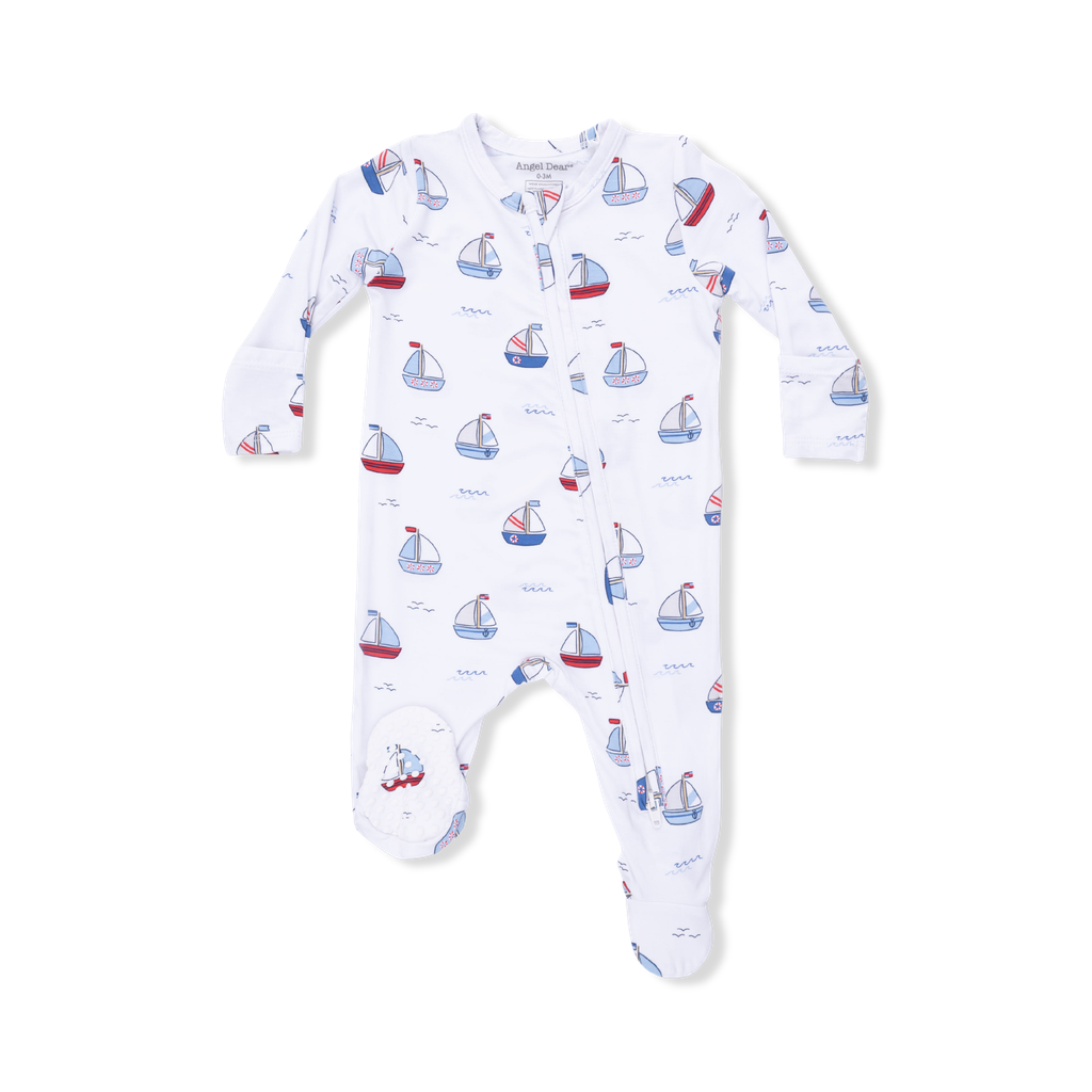 Angel Dear Bubbly Sailboats Zipper Footie
