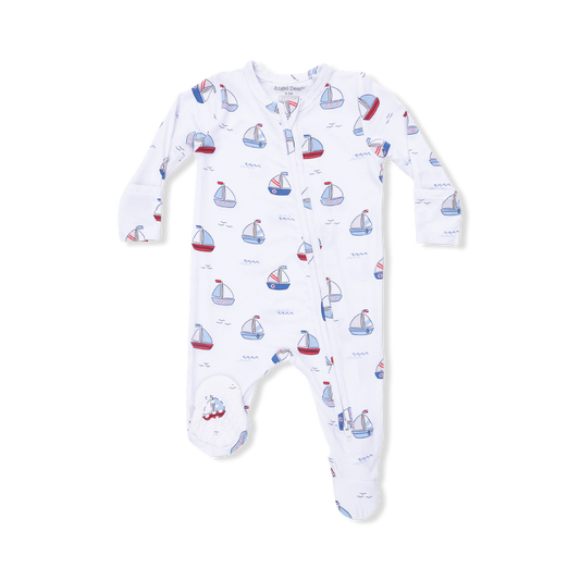 Angel Dear Bubbly Sailboats Zipper Footie