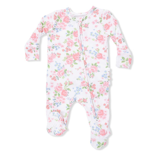 Angel Dear Cute Little Roses Ruffle Back Zipper Footie