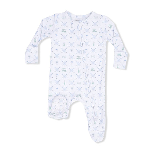 Angel Dear Golf Trellis Blue Zipper Footie