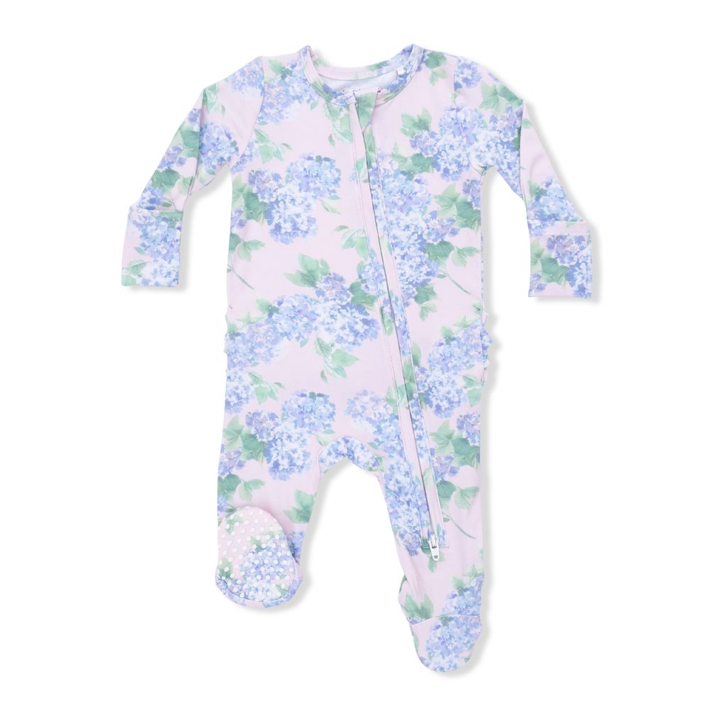 Angel Dear Hydrangeas Ruffle Zipper Footie