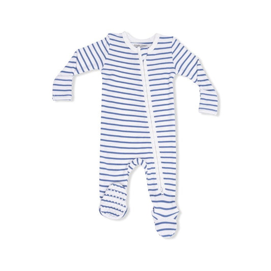 Angel Dear Navy Stripe Zipper Footie