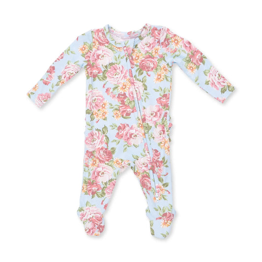 Angel Dear Angeline Floral 2 Way Ruffle Back Zipper Footie