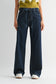 Ashley Drawstring Wide Leg Jeans In Dark Denim