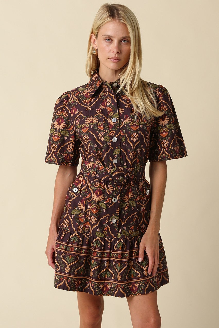 Autumn Heirloom Belted Mini Dress