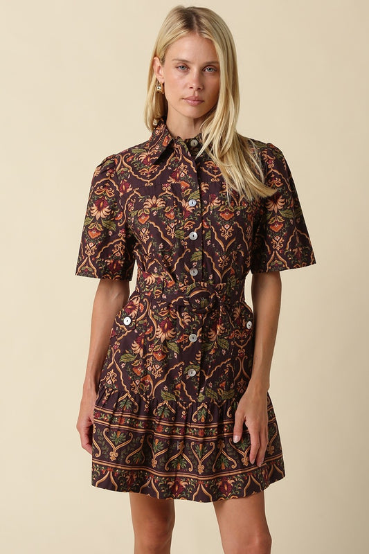 Autumn Heirloom Belted Mini Dress