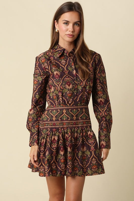 Autumn Heirloom Long Sleeve Mini Dress