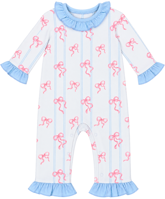 Cypress Row Bowtiful Girls Riley Romper With Ruffles