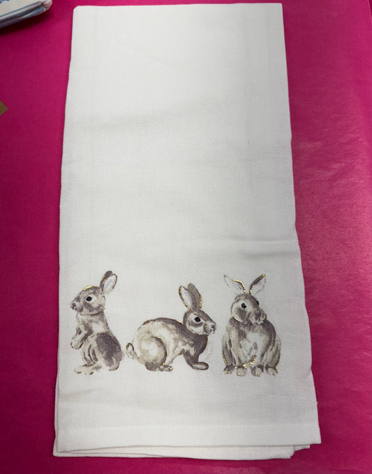 Grayson Bunny Hand Towel White/Gold