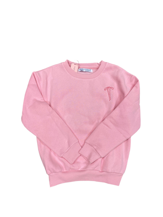 Girls Pink Bow Sweatshirt