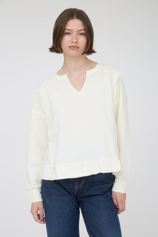 V Neck Top In Ivory