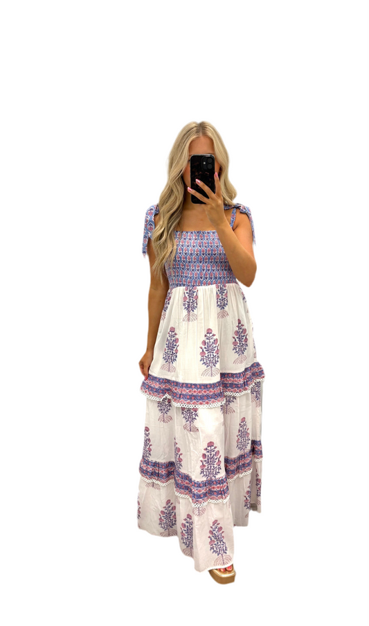 Aria Tie Strap Maxi Dress in Purple Horizon