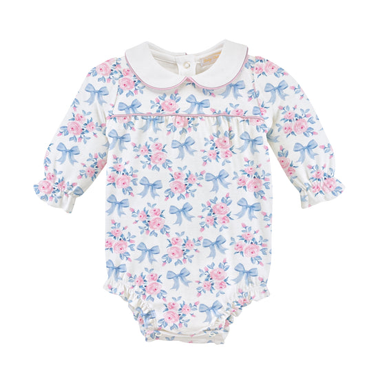 Baby Chic Blue Floral Bows Bubble