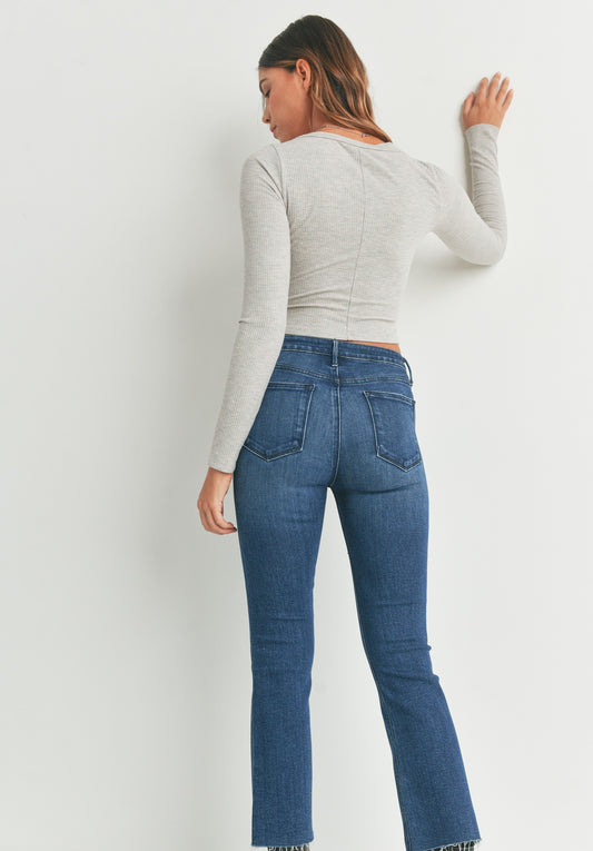 Bailey Tonal Cropped Raw Hem Flare