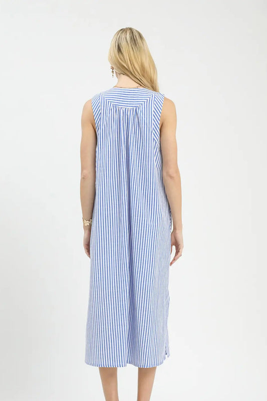 Bay Breeze Stripe Midi Dress In Blue