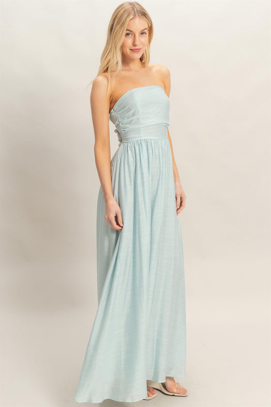 Beach Date Tie Back Maxi Dress In Light Blue