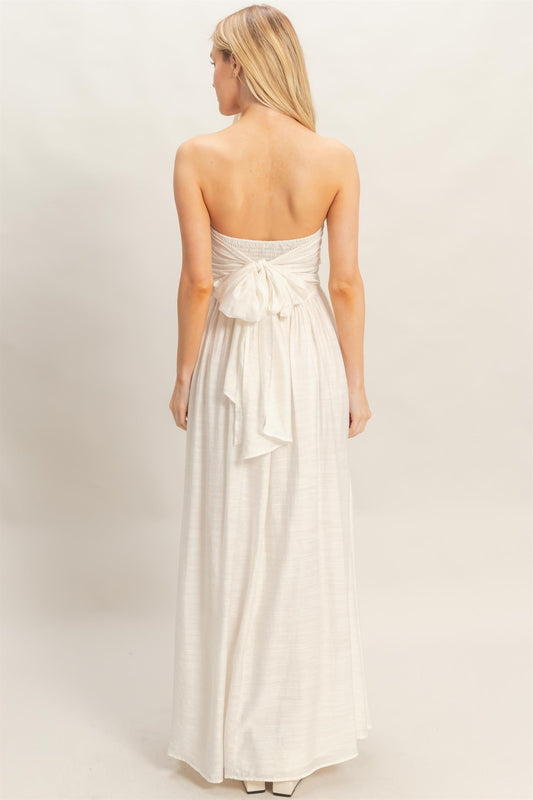 Beach Date Tie Back Maxi Dress In White