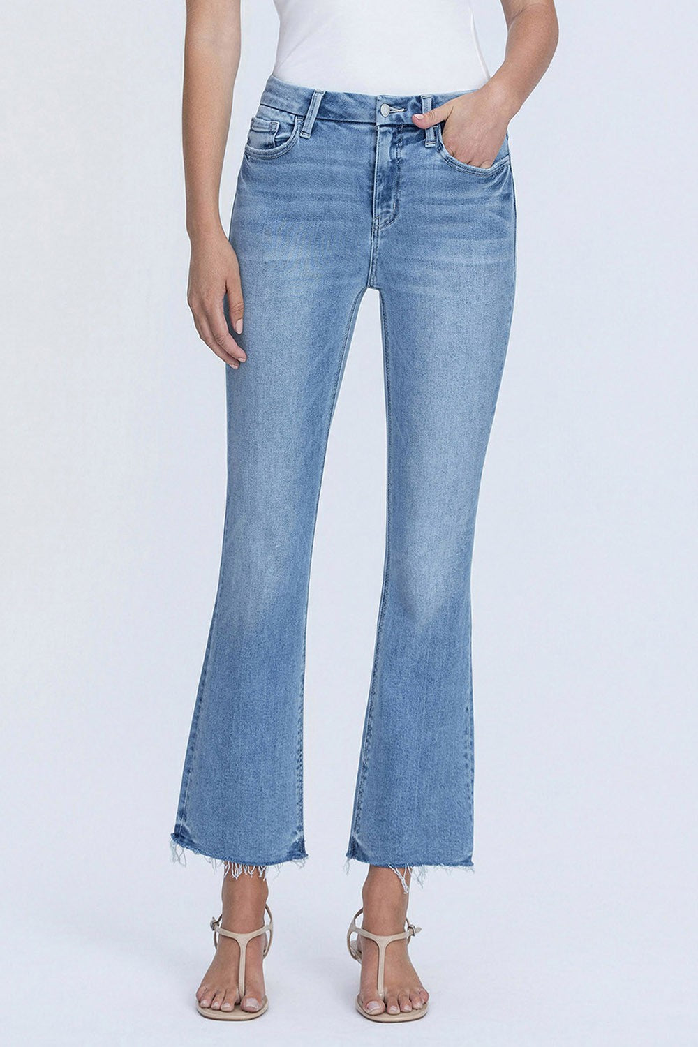 Bella High Rise Medium Wash Kick Flare Jeans