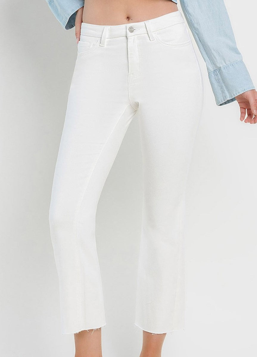 Bella High Rise Crop Flare in White