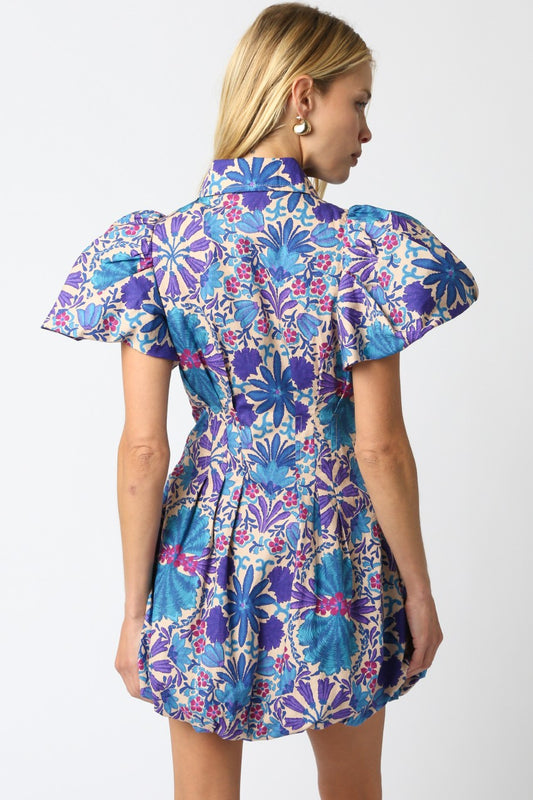 Blooming Blues Mini Bubble Dress