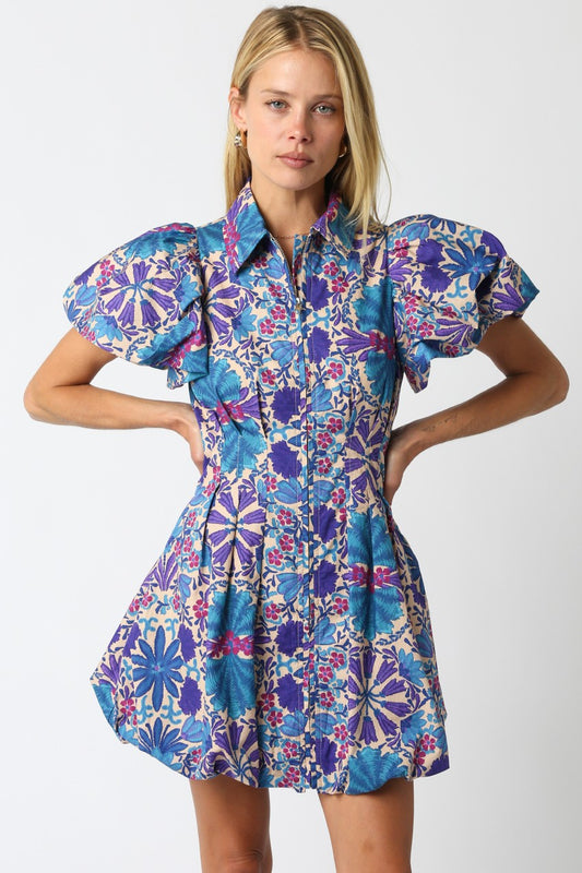 Blooming Blues Mini Bubble Dress