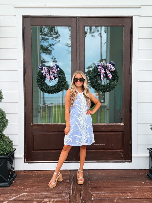 Blooming Vines Mini Dress in Blue