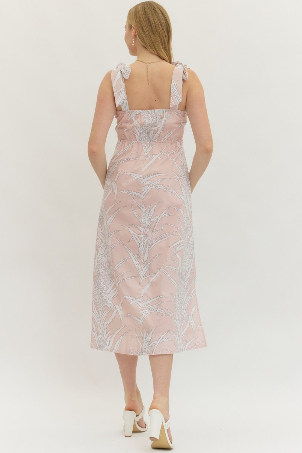Blooming Vines Midi Dress in Pink