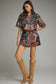 Botanical Print Wrap Front Skort In Black