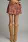 Botanical Print Wrap Front Skort In Terra Cotta