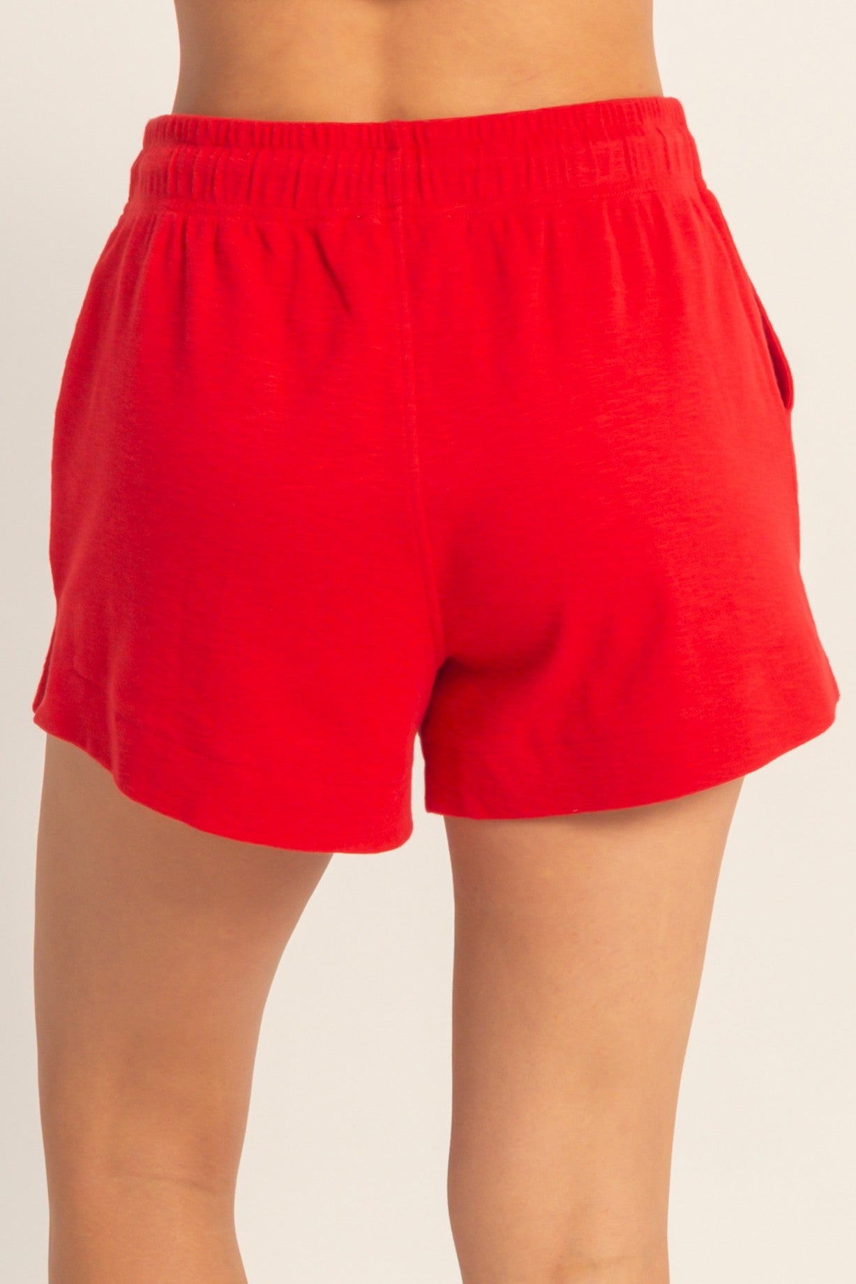 Boxy Crew Neck Short Set In Red