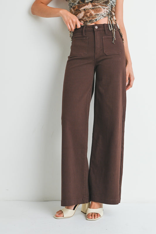 Brooklyn Mini Patch Pocket Wide Leg In Brown