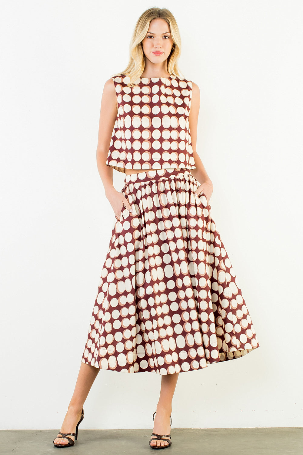 Brown High Waisted Geometric Skirt