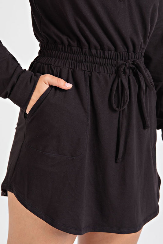 Butter Soft Quarter Zip Romperskirt In Black
