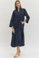 Button Front Midi Dress In Navy