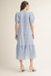 Button Up Eyelet Midi Dress In Blue