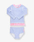 Rufflebutts Girls Periwinkle Blue Seersucker Rash Guard