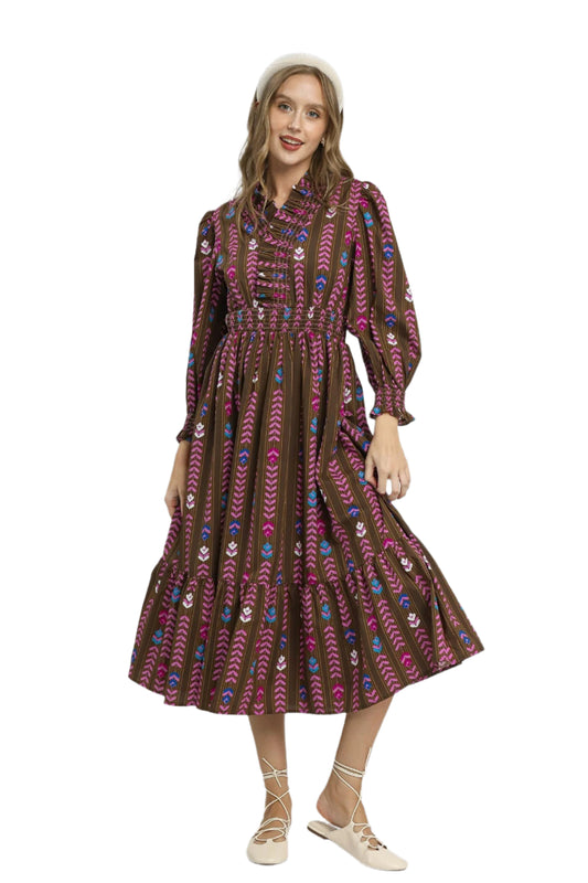 Blooming Violet Floral Midi