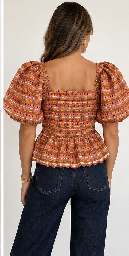 Cider Season Puff Sleeve Top