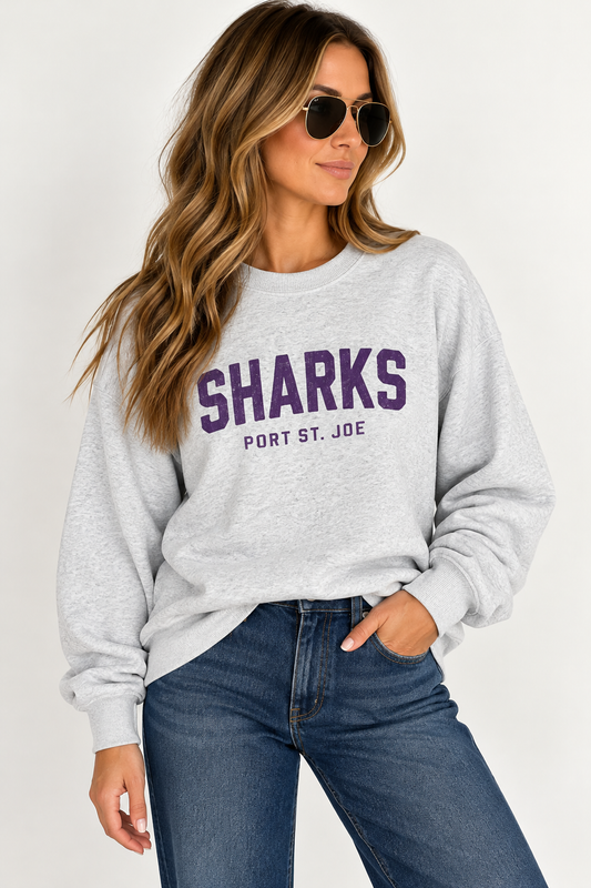 Distressed Shark Spirit Sweatshirt in Gray