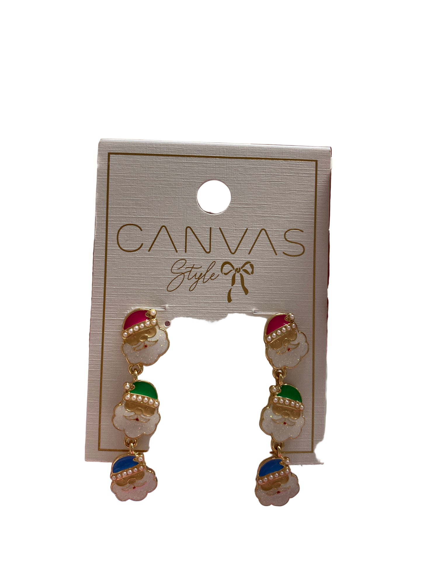 Santa Head Triple Earrings